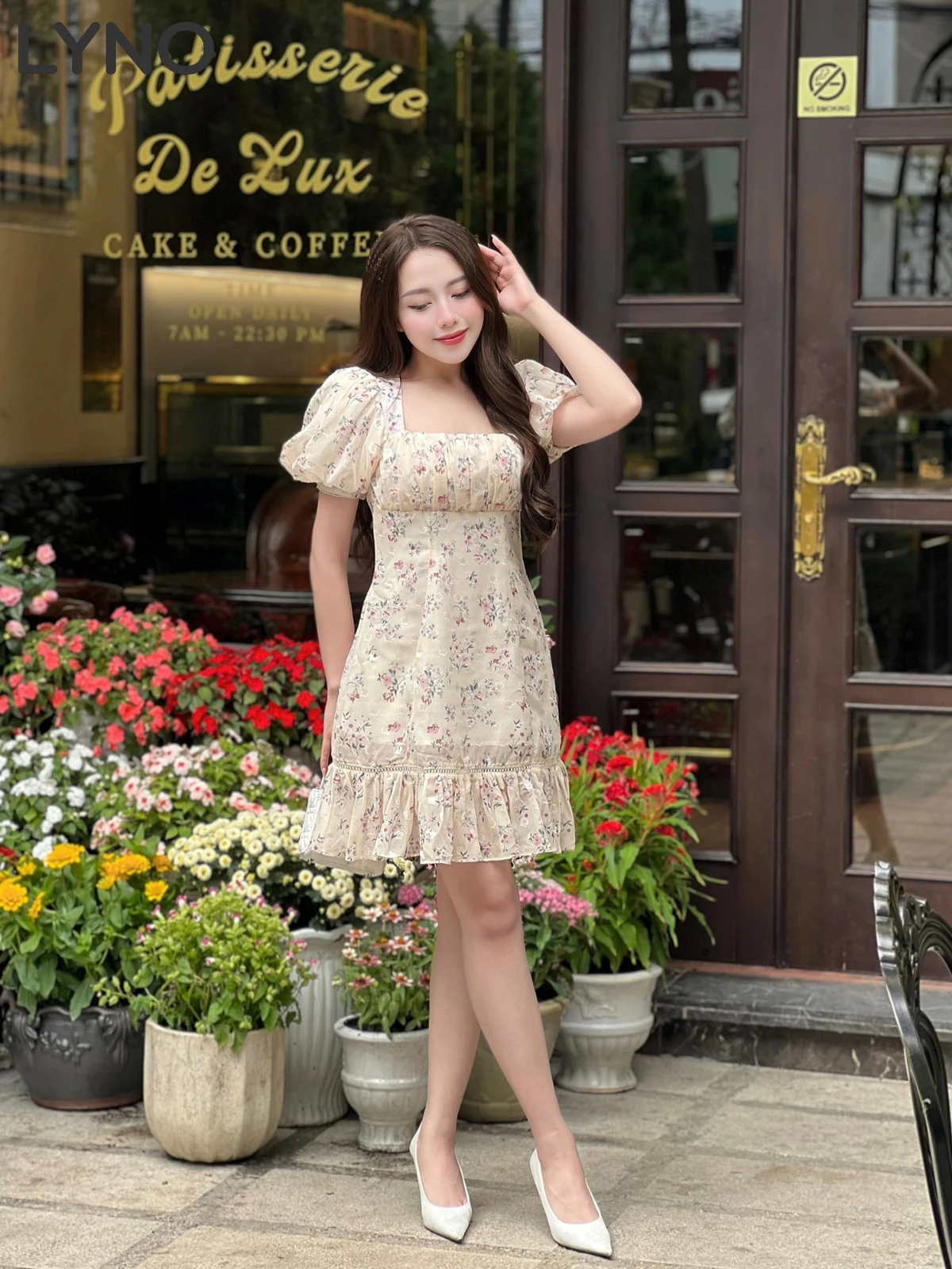 Đầm Hoa Nhí Xếp Ly Nhấn Eo AB0311