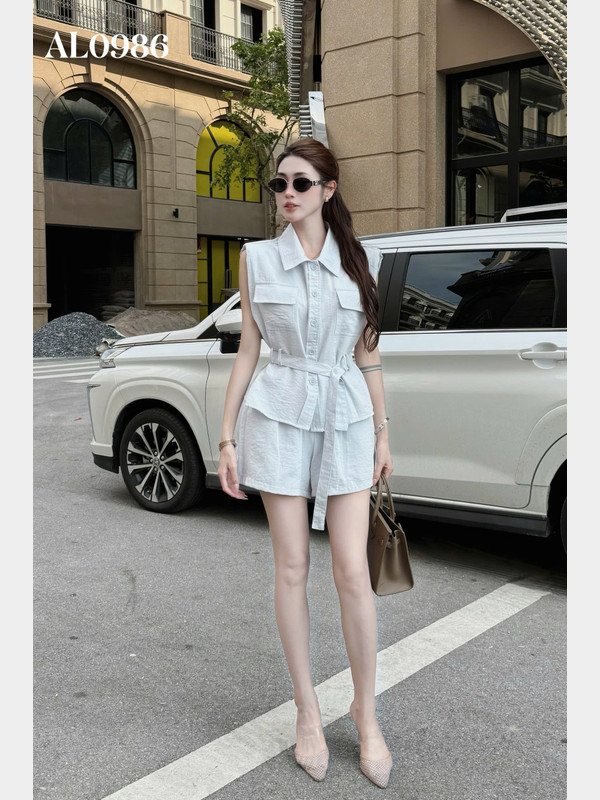 SET ÁO SÁT NÁCH QUẦN SHORT AL0986 Xanh Dương
