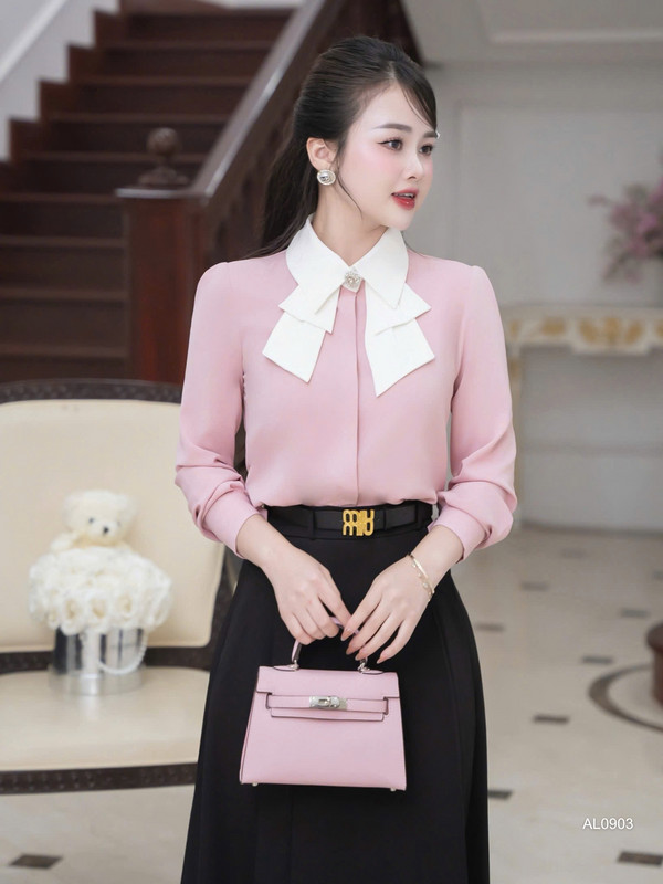 ÁO SƠ MI CỔ KIỂU TAY DÀI AL0903 Hồng