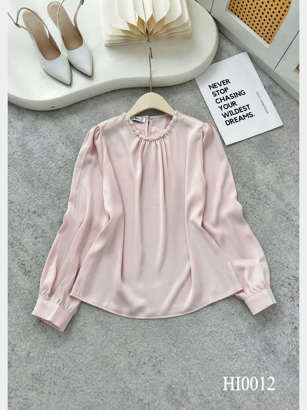 ÁO SƠ MI LỤA TAY DÀI CỔ TRÒN HI0012