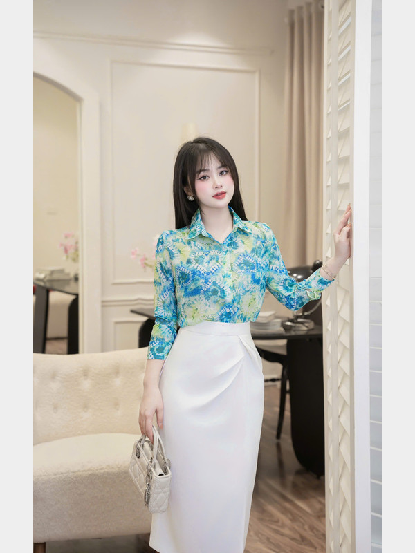 CHÂN VÁY BÚT CHÌ XẺ TÀ AB0492 Kem