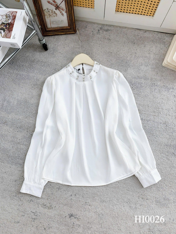 ÁO SƠ MI LỤA CỔ TRÒN HI0026 Trắng