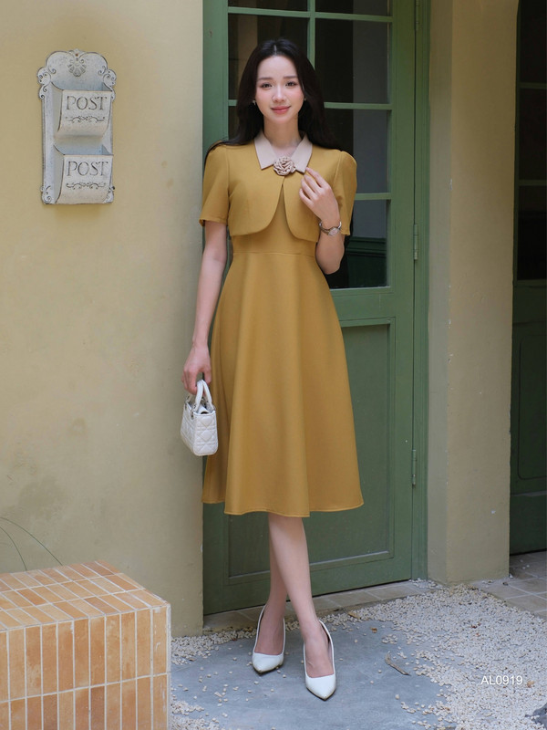 ĐẦM CỔ ĐÍNH HOA AL0919