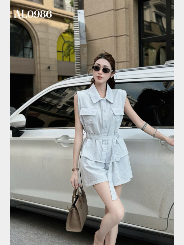 SET ÁO SÁT NÁCH QUẦN SHORT AL0986 Xanh Dương