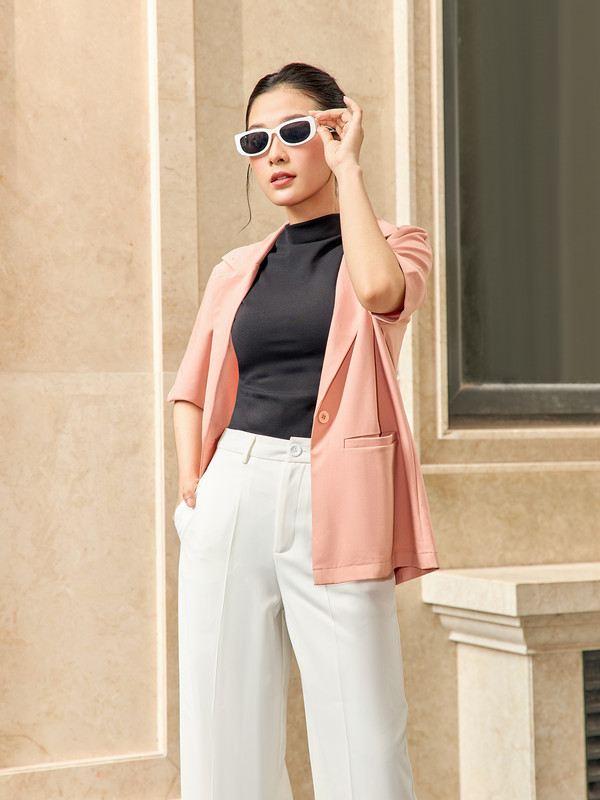 ÁO BLAZER FORM SUÔNG CƠ BẢN AB0430 HỒNG