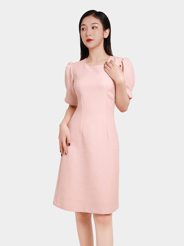 Đầm Công Sở Dáng Chữ A Linen Gân AB0280 Hồng