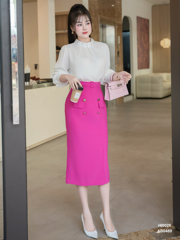 ÁO SƠ MI LỤA CỔ TRÒN HI0026