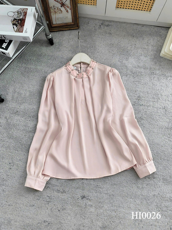 ÁO SƠ MI LỤA CỔ TRÒN HI0026 Hồng
