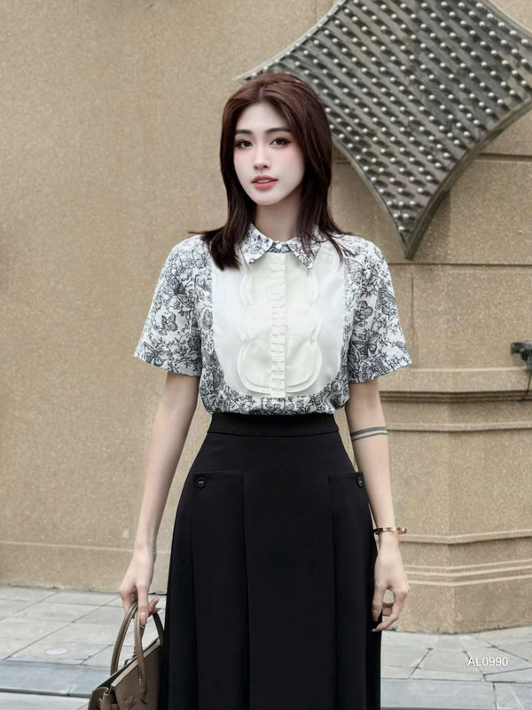 SƠ MI HỌA TIẾT BƯỚM ĐÊM CỔ ĐIỂN AL0990