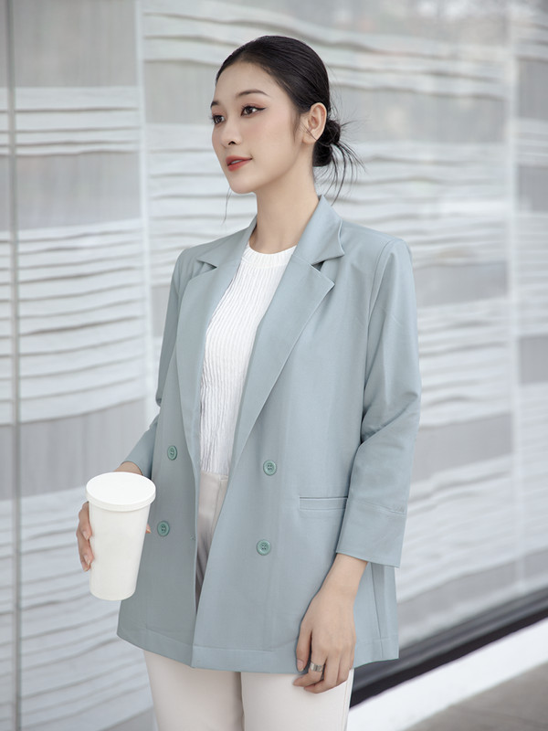 ÁO BLAZER FORM RỘNG CƠ BẢN AB0363 XANH