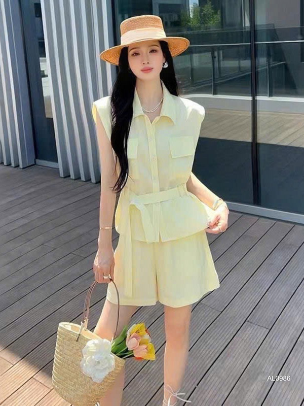 SET ÁO SÁT NÁCH QUẦN SHORT AL0986 Vàng Nhạt