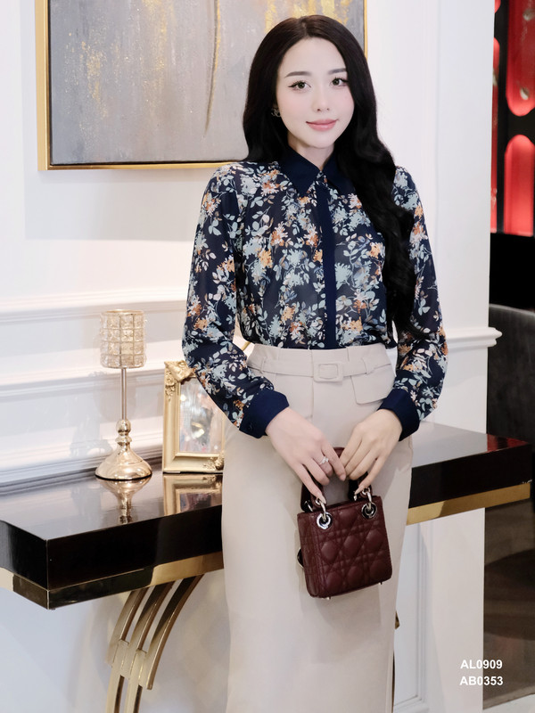 ÁO SƠ MI VOAN HOẠ TIẾT HOA NHÍ AL0909