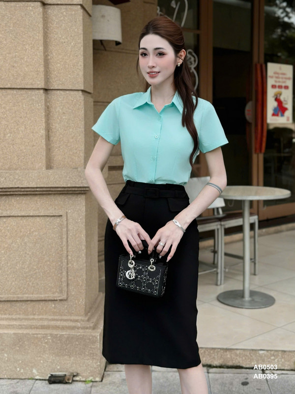ÁO SƠ MI CHIẾT EO TAY NGẮN AB0503