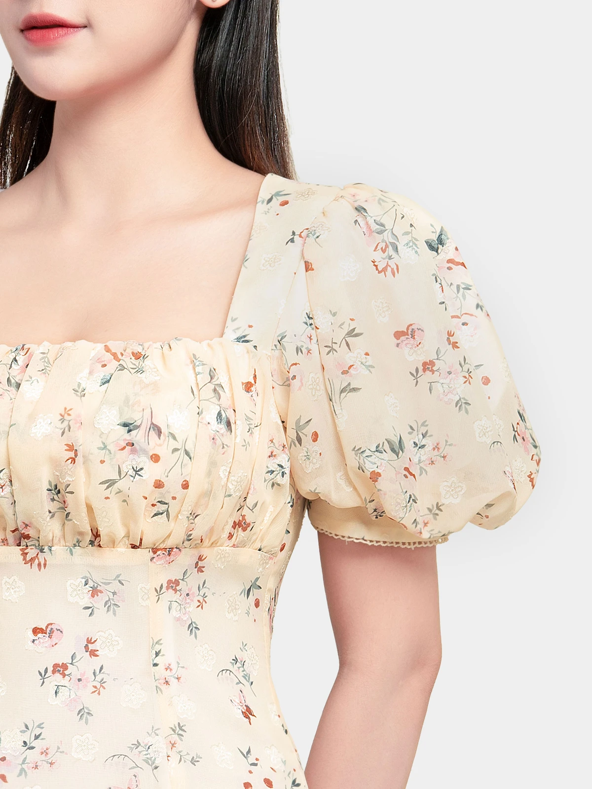 Đầm Hoa Nhí Xếp Ly Nhấn Eo AB0311