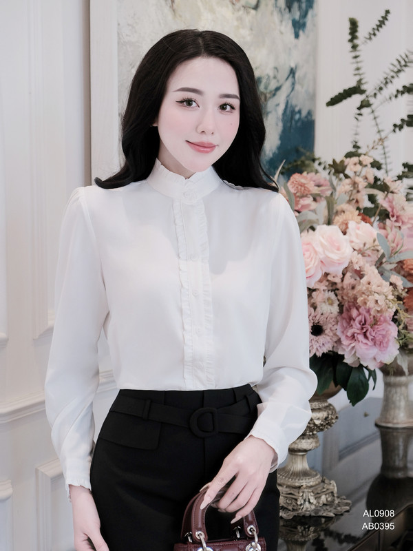 SƠ MI CỔ PHỐI BÈO DÀI TAY AL0908