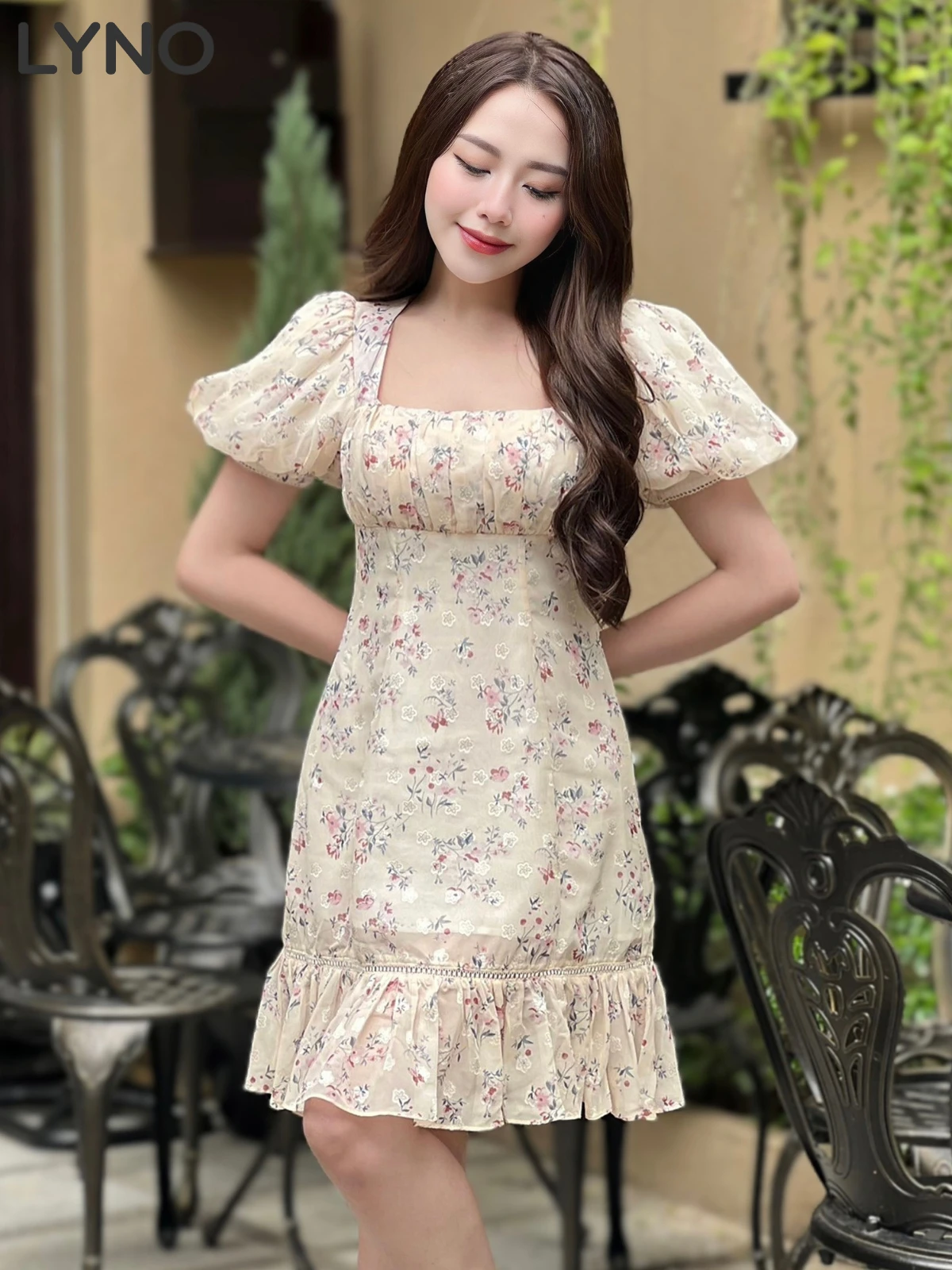 Đầm Hoa Nhí Xếp Ly Nhấn Eo AB0311